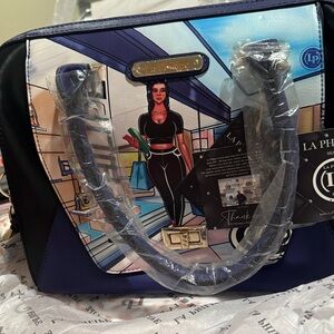 Women's Blue and Black Shoulder Bag